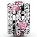 Pandora 791161C01 Charm Sparkling Triple Halo Hearts silver-zirconia white-pink