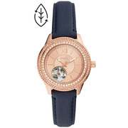 Fossil ME3212 Watch Stella Automatic steel-leather rose colored-blue 34 mm