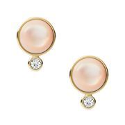 Fossil JF03953710 Stud earrings Sutton steel-mother-of-pearl-zirconia gold-coloured-pink-white