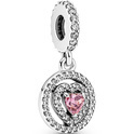 Pandora 791476C01 Hanging charm Sparkling Double Halo Heart silver-zirconia pink-white