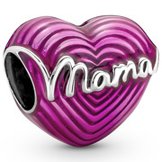 Pandora 791505C01 Charm Radiating Love Mama Heart silver enamel pink