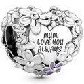 Pandora 791155C01 Charm Mum Daisy Heart silver-enamel pink-purple