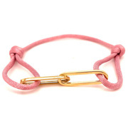 Slate SLA0012 Bracelet Paperclip pink satin with yellow gold links