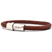 JOSH 9170-BRA-S-CO Bracelet leather-steel cognac-silver colored 7 mm