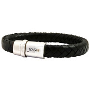 JOSH 9073-BRA-S-BL Bracelet leather-steel black-silver colored 10 mm