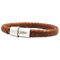 JOSH 9073-BRA-S-CO Bracelet leather-steel cognac-silver colored 10 mm