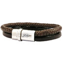 JOSH 09177-BRA-S-BR Bracelet leather-steel brown-silver colored 13 mm