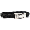 JOSH 24764-BRA-S-BL Bracelet leather black-silver colored 11 mm