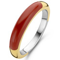 TI SENTO-Milano 12230CR Ring silver gold-coloured-coral red 4 mm