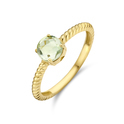Ring yellow gold-amethyst 0.80 ct 6 mm gold-coloured-green