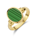 Signet ring yellow gold-malachite 12.5 x 10 mm gold-coloured-green