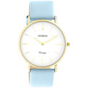 OOZOO C20225 Watch Vintage steel-leather gold-coloured-light blue 40 mm