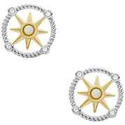 Fossil JFS00574998 Ear studs Compass silver gold and silver-white