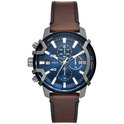 Diesel DZ4604 Watch Griffed Chrono steel-leather gunmetal-blue-brown 42 mm