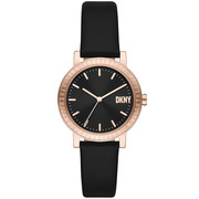 DKNY NY6618 Watch Soho D steel-leather rose colored-black 34 mm