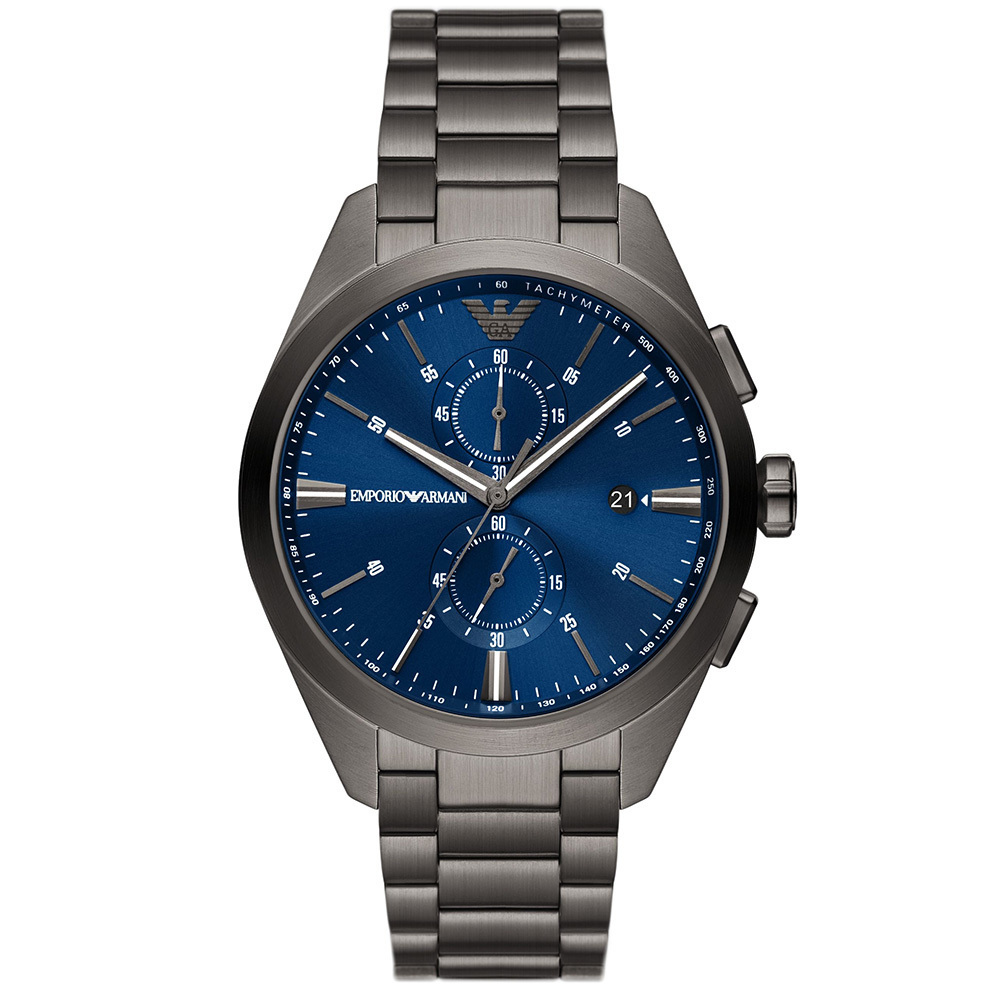 Claudio AR11481 dark grey-blue steel 43 Emporio Watch mm Chrono Armani