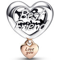 Pandora 782243C00 Charm Love You Best Friend Heart silver and rose colored