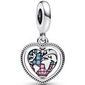 Pandora 792240C01 Hanging Charm Family Spinning Heart Globe Silver Enamel