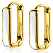 Zinzi ZIO2339W Earrings silver-enamel gold-coloured-white 15 x 4 mm