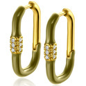 Zinzi ZIO2374 Earrings silver-enamel-zirconia gold-olive green-white 22 x 3 mm