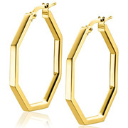 Zinzi ZIO2323G Earrings Hexagon silver gold colored 27 x 2 mm