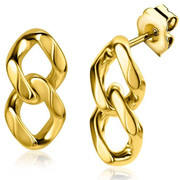 Zinzi ZIO2331 Earrings Gourmet link silver gold colored 19 mm