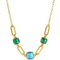 Zinzi ZIC2332 Necklace silver-coloured stone gold-coloured-green-turquoise 42-45 cm