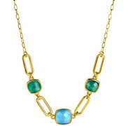 Zinzi ZIC2332 Necklace silver-coloured stone gold-coloured-green-turquoise 42-45 cm