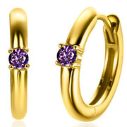 Zinzi ZICR-FEB Earrings Birthstone February silver-zirconia gold-colored-amethyst purple 13 x 2 mm