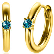 Zinzi ZICR-MRT Earrings Birthstone March silver-zirconia gold-coloured-aquamarine blue 13 x 2 mm
