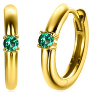 Zinzi ZICR-MEI Earrings Birthstone Mei silver-zirconia gold-coloured-emerald green 13 x 2 mm