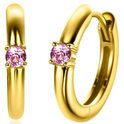 Zinzi ZICR-OKT Earrings Birthstone October silver-zirconia gold-coloured-rose quartz pink 2 mm