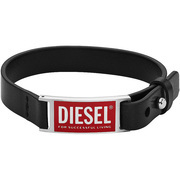 Diesel DX1370040 Bracelet steel-leather black-silver-red
