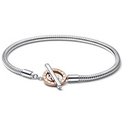 Pandora 582309C00 Bracelet Signature Two-Tone T-Bar silver rose and silver colored