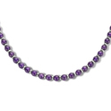 Necklace silver-amethyst silver-colored-purple 6 mm 42 + 3 cm
