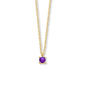 Necklace Birthstone February Amethyst purple yellow gold 40 - 42 - 44 cm