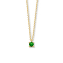 Necklace Birthstone May Emerald green 0.20ct yellow gold 40 - 42 - 44 cm