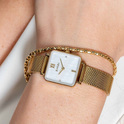 Zinzi ZIW1734 Watch Square Mini Mesh steel-pearl gold-coloured-white 22 mm + free bracelet