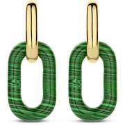 TI SENTO-Milano 7903MA Drop earrings Malachite silver gold-and silver-coloured-green 27 mm