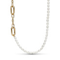 Pandora Me 362302C01 Necklace Slim Treated Freshwater silver-pearl gold-coloured-white 45 cm