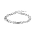 Bracelet Paper clip link flat tube silver 2.8 mm 16-19 cm