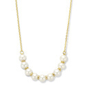 Necklace Pearl-Bulbs yellow gold-freshwater pearl white 4 mm 41-45 cm