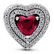 Pandora 799218C02 Charm Sparkling Levelled Heart silver-zirconia white-red