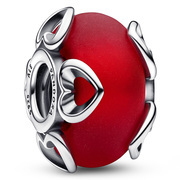 Pandora 792497C01 Charm Frosted red Murano glass and silver gold foil