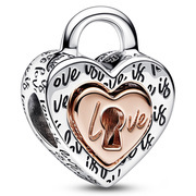 Pandora 782505C00 Two-Tone Padlock Splittable Heart silver rose