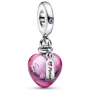 Pandora 792509C01 Love Potion Murano Glass Heart Dangle silver glass crystal pink