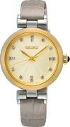 Seiko SRZ546P1 Watch stainless-leather goldcolor and silver-taupe 30 mm