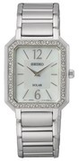 Seiko SUP465P1 silver-pearl, solar, rectangular watch 25 mm