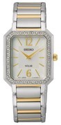 Seiko SUP466P1 solar watch steel, silver and Goldcolored, Pearl, white 25 mm