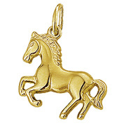 Pendant Horse yellow gold 14 mm. 14mm wide and high